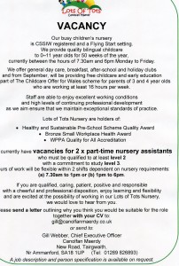 Job Advert Nursery Assistants059